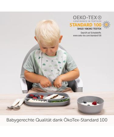 Miamia Baby Bibs Set with Sleeves - 5x BPA-Free Baby Bibs with Collecting Bowl & Velcro Fastener Oeko-Tex Standard 100 Tested Eco-Friendly Green - Perfect for Mess-Free Mealtime - Buy Online on GoSupps.com
