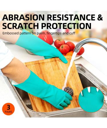 VGO 3 Pairs XL Reusable Nitrile Household Gloves - Latex-Free Waterproof Kitchen & Garden Cleaning Gloves | NT2141 Green - Buy Online on GoSupps.com