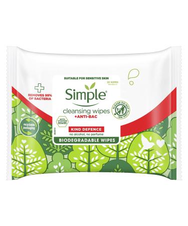 Simple Kind Defence Cleansing Wipes+ANTI-BAC