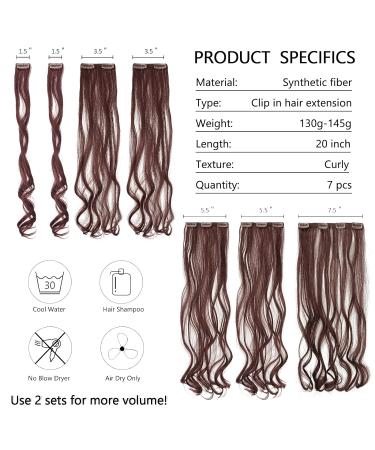 Feshfen Clip In Hair Extensions Set - 16 Clips Wavy Synthetic Hair - Dark Brown 50cm - Easy-to-Use Hair Part Extensions for Women - Buy Online on GoSupps.com