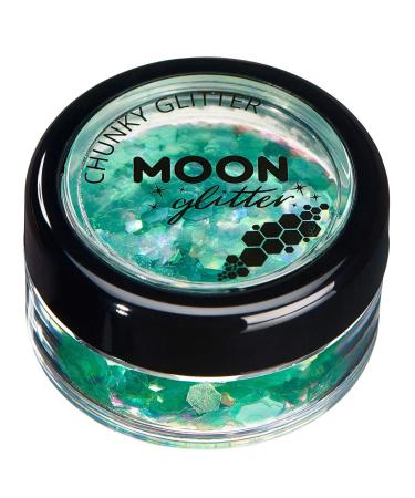 Iridescent Chunky Glitter by Moon Glitter - Green - Cosmetic Festival Makeup Glitter for Face Body Nails Hair Lips - 3g