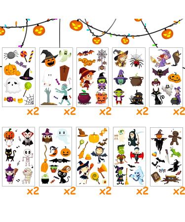 Glow in the Dark Halloween Temporary Tattoos for Kids - 190 pcs Trick or Treat Gift with Ghost, Monster, & Pumpkin Designs - 12cm x 7cm - Buy Online on GoSupps.com