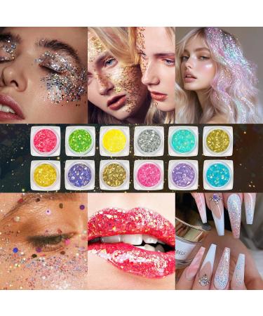  kelav Festival Face Glitter 12 Colors Body Glitter Makeup Festival Outfit Glitter Gel Feminine Makeup Glitter and Accessories for Nail Art Body Clothing Decoration Makeup - Buy Online on GoSupps.com