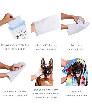 ScrubbyPet No Rinse Pet Wipes - 5-Count Mittens for Easy Pet Bathing, Grooming, and Washing - Buy Online on GoSupps.com