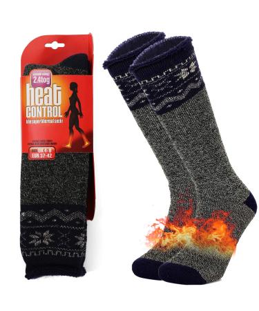 clootess Women Men Warm Thermal Socks - Ski Socks - Long Section Over-The-Calf Winter Heavy Socks Grey Medium ( 37-42 EUR )