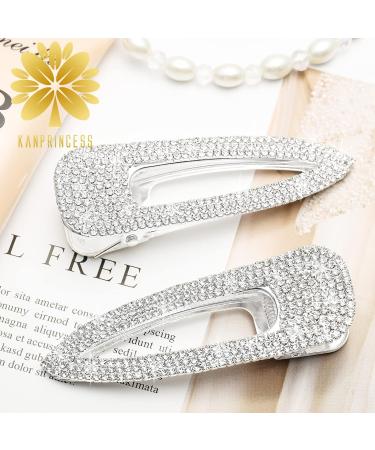 KANPRINCESS 3.3Inch Rhinestones Hair Clips - Silver Hair Accessories for Women, Girls - Perfect for Bridal, Wedding, Prom Parties - 2PCS - Buy Online on GoSupps.com