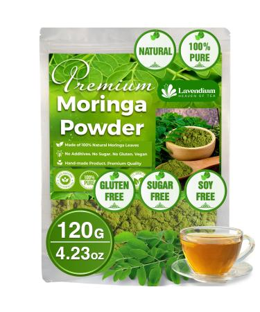Lavendium Premium 120g (4.23oz) Moringa Leaf Powder 100% Natural and Pure from Moringa Leaves No Additives No Gluten No Sugar Vegan