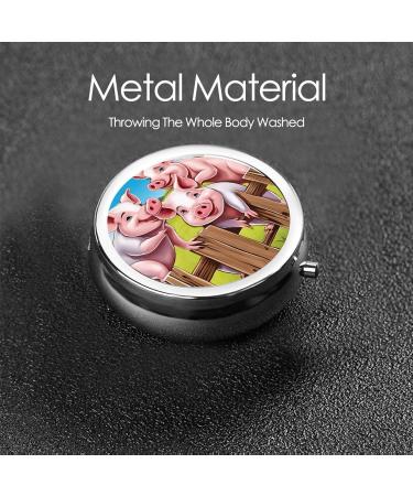 Funny Cute Pig Round Pill Box - 3 Compartment Mini Travel Organizer for Vitamins & Medications - Portable Decorative Pocket Case - Buy Online on GoSupps.com