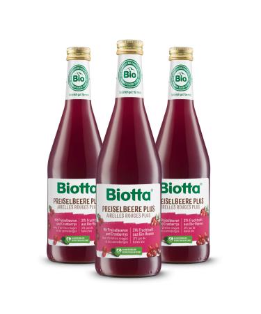 BIOTTA - Red Cranberry Juice - Promotes the proper functioning of the body - Rich in antioxidants and vitamin C - Anti-inflammatory - 100% natural organic and vegan fruits - 500ml - Pack of 3