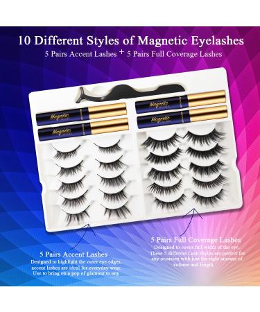 3D Magnetic Eyelashes with Eyeliner Kit | 10 Pairs Reusable Natural Look False Lashes | Easy Application Magnetic Lash Set with Applicator - Dramatic & Stylish - Buy Online on GoSupps.com