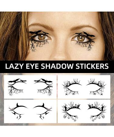 Halloween Face Makeup Stickers: 4 Pairs Eye Shadow & Skeleton Mouth Tattoos - Buy Online on GoSupps.com