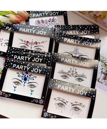 Lusy DM 12 Sets Face Gems - Rhinestone Mermaid Temporary Tattoos for Festival, Halloween & Rave Parties - Buy Online on GoSupps.com