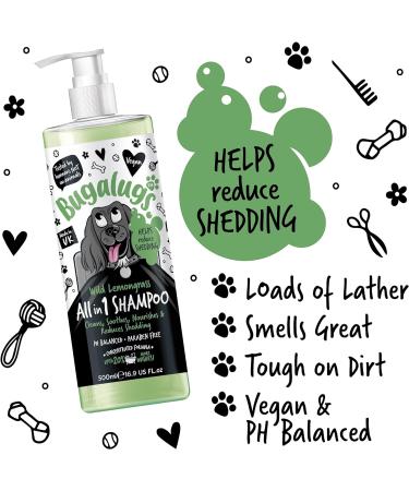 BUGALUGS Dog Shampoo All in 1 shampoo & conditioner dog grooming products for smelly dogs with Apple & Vanila fragrance best vegan pet puppy shampoo professional groom Shampoo 1x500ml - Buy Online on GoSupps.com