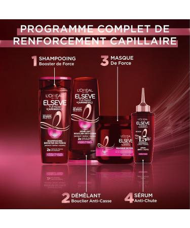 L'Or al Paris - Full Resist Anti-Hair Loss Treatment - Aminexil + Caffeine + Arginine - Serum - For Fragile Hair Hair Loss - Strengthened Lengths Less Visible Scalp - Els ve - Pack of 3 - Buy Online on GoSupps.com