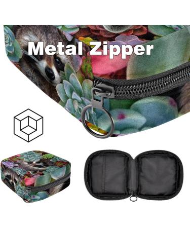 Raccoon Succulent Plants Women's Bandage Storage Bags | Durable Period Pocket for Menstrual Cups - Perfect for Teens & Girls - Buy Online on GoSupps.com