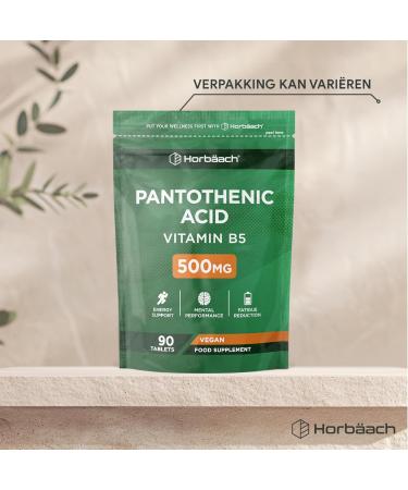 Horbaach Vitamin B5 Pure 500mg Pantotheenzuur Vitamine B5 90 Vegan Tablets Pantothenic Acid Horbach - Buy Online on GoSupps.com