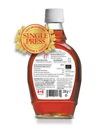 47 North Canadian Organic Maple Syrup - Grade A Amber Gluten-Free Vegan 250g - Perfect for Pancakes & More - Buy Online on GoSupps.com