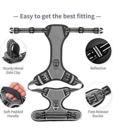 Heele Dog Crockery & No-Pull Harness for Medium Dogs | Softly Breathable Reflective Design - Anti-Pull with Padded Handle Grey XS - Buy Online on GoSupps.com