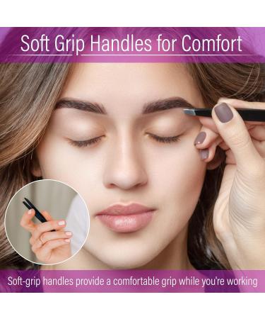 EAF Beauty Eyebrow Tweezer Set - Heavy Duty Craft Grooming Hair Remover with Fine Point Sharp Tweezers, Brow Tweezers, and Travel Case (Black) - Buy Online on GoSupps.com