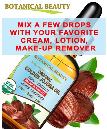Botanical Beauty Organic JOJOBA OIL 100% Pure Natural VIRGIN UNREFINED Cold-Pressed Carrier Oil 4 Fl oz 120 ml for Face Skin Body Hair Lip Nails. Rich in Vitamin E Omega 6 Omega 9 - Buy Online on GoSupps.com