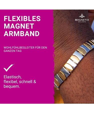Magnetix Wellness Flexi Magnet Hard Tab Classix I Magnetic Jewelry - Bicolor Gold/Silver High Gloss Polished Perfect Fit for Swollen Wrists (XXL) - Buy Online on GoSupps.com