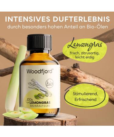 Woodfjord Sauna Infusion Lemongrass Bio 100ml | Premium Organic Sauna Oil for Authentic & Refreshing Experiences | Sustainable Sauna Air & Infusion Agent - Buy Online on GoSupps.com