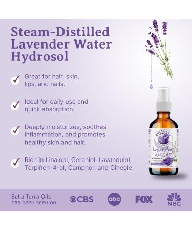 Bella Terra Oils - Lavender Water Spray 8 oz - Steam-Distilled Perfection Bursting with Vitamin K & Omega-9 Elevate Your Skin Refreshment Routine 8 Fl Oz (Pack of 1) - Buy Online on GoSupps.com