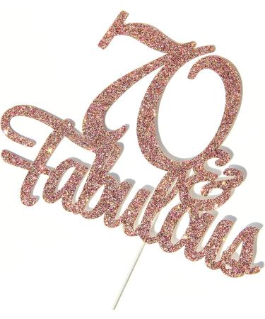 Tenhaisi Glittery Rose Gold 70 Fabulous Cake Topper Happy 70th Fabulous Anniversary and Birthday Party Supplies Cake Topper For 70 Fabulous Birthday - Buy Online on GoSupps.com