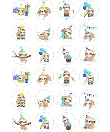 Sloth birthday edible PRE CUT style kids childrens party decorations Wafer Paper Cupcake Fairy Cake Toppers - Buy Online on GoSupps.com