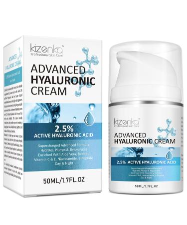 kizenka Moisturiser Cream Hyaluronic Acid Cream Anti Ageing Face Cream Day Cream Moisturiser for Face Neck and Skin - 50ml