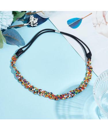 NICENEEDED Beaded Elastic Headband Colourful Bead Forehead Hairband Bohemian Hair Jewelry Head Chain Stretch Tiara Headpieces Hair Accessories for Women Wedding Party Prom - Buy Online on GoSupps.com