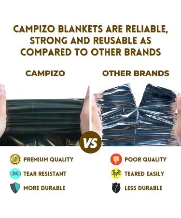 CAMPIZO 4 Pack Emergency Blankets - NASA Designed Thermal Space Foil Survival Blanket for Camping, Hiking, Marathon - Extra Large Army Green - Buy Online on GoSupps.com