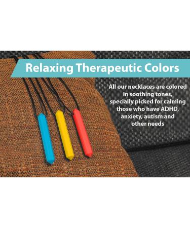Tilcare Chew Chew Sensory Necklace - Textured Silicone Chew Toy for Kids & Adults with Autism - Chew Necklaces in Light Blue/Orange/Yellow - Buy Online on GoSupps.com