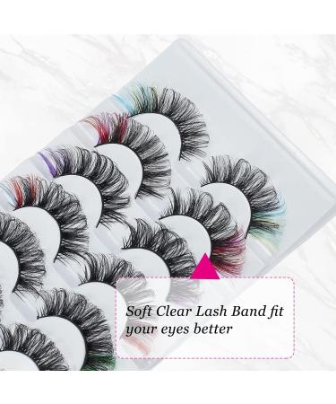 NICENEEDED 7 Pairs Colored False Eye Cluster Lashes Cosplay Full Eye Faux Eye Lash Extensions Curly Fluffy Artificial Lashes for Women and Girls Eyes Decoration - Buy Online on GoSupps.com