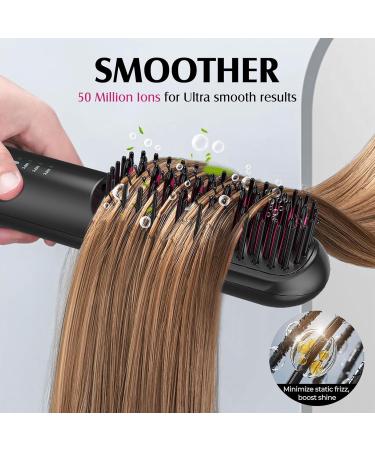 Buy Cordless Hair Straightener Brush - Portable Mini Straightening Brush with Ceramic Coating Negative Ion Technology Anti-Scald USB C Rechargeable for Travel - Lightweight & Easy to Carry - Buy Online on GoSupps.com