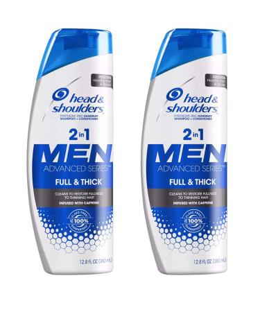 Head & Shoulders For Men - Full & Thick - 2 in 1 Dandruff Shampoo + Conditioner - Net Wt. 12.8 FL OZ (380 mL) Per Bottle - Pack of 2 Bottles 12.8 Fl Oz (Pack of 2)