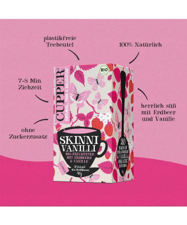 Cupper Organic Fruit Tea - Skinni Vanilli Strawberry Tea 20 Unbleached Bags Eco-Friendly & Fair Trade - Buy Online on GoSupps.com