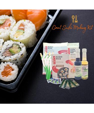 Sushi Kit Sushi Making Kit for DIY Sushi at Home contains Sushi Rice Rice Vinegar Soya Sauce Rolling Mat Wasabi Pickled Ginger Nori and Chopsticks - Complete Set - Buy Online on GoSupps.com
