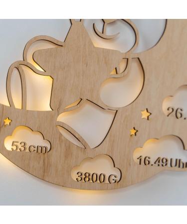LAUBLUST Night Light Bear in the Moon - Personalized Baby Gift for Birth & Baptism - LED Natural Lighting for Kids - Buy Online on GoSupps.com
