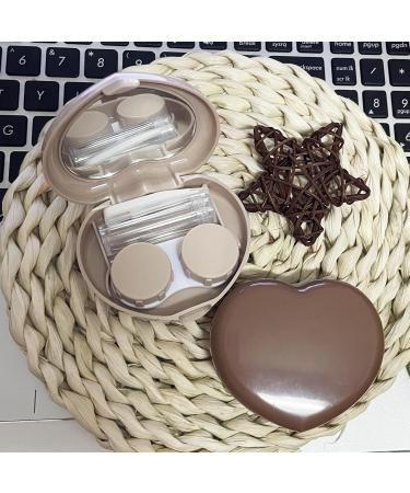 Howinn Heart-Shaped Contact Lens Case | Travel Kit with Mirror Tweezers & Solution | 2-Piece Beige & Light Brown Set for Everyday Use - Buy Online on GoSupps.com