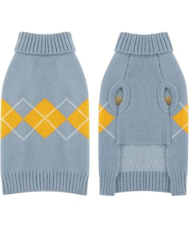 Catwear Diamond Pattern Winter Dog Sweater | Soft Knitting Wool Pet Clothing for Cold Weather | XS Hazeblue - Buy Online on GoSupps.com