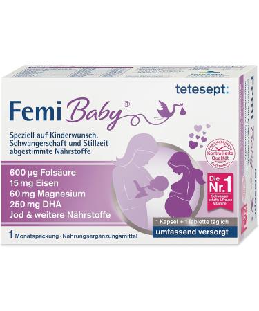 tetesept Femi Baby 16 Essential Nutrients for Fertility Pregnancy & Breastfeeding | Femi Mama Hair & Skin Care - Buy Online on GoSupps.com