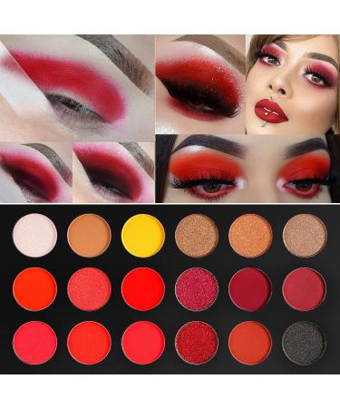 AFFLANO Red Eyeshadow Palette: Highly Pigmented, Long-Lasting, 18 Color Waterproof Matte Shimmer Shades - Cruelty-Free Halloween Makeup - Buy Online on GoSupps.com