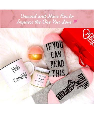 Milky Chic Hello Beautiful Self Care Gift Box for Women | Valentine's Day Gift Set with Mug Socks Bath Bomb & Soy Candle - Buy Online on GoSupps.com