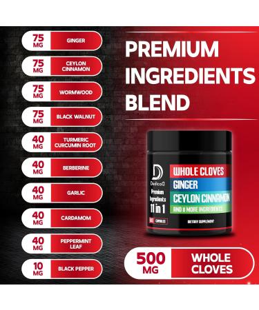 DEDICAD 11in1 Cloves Supplement with Ginger, Ceylon Cinnamon and 8 Other More - Digestive, Immune System, Mood Support - 60 Capsules - 30 Days Supply - Buy Online on GoSupps.com