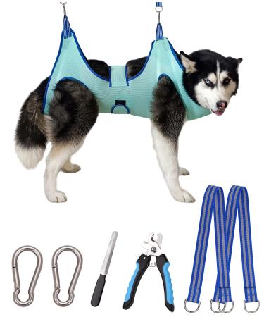 Kkiimatt pet care hammock harness dog care hammock Small dogs dog-hinge trim hammock with nail clipper dog hooking mat for care with a wide strap (xx-large 40 kg max/turquoise)