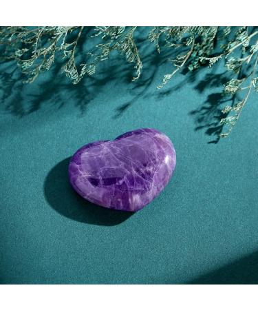 QINJIEJIE 1.8" Thicken Heart Crystal and Healing Stone Amethyst Big Palm Love Gemstones Polished Thick Worry Stone Heart Chakra Crystal Rock Thickened Crystal Holiday Women Love Gift A1 - Amethyst - Buy Online on GoSupps.com