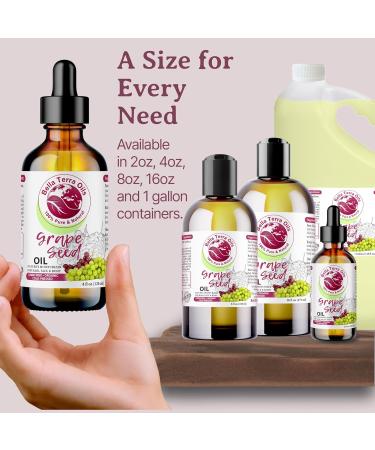 Organic Grape Seed Oil - Bella Terra 4oz | Nourish Skin with Vitamins & Procyanidins - Buy Online on GoSupps.com