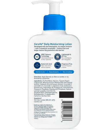 CeraVe Daily Moisturizing Lotion 8oz - Hyaluronic Acid - Fragrance Free for Face & Body - Buy Online on GoSupps.com