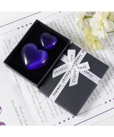 Soulnioi Dark Blue Cat's Eye Crystal Heart Worry Stones - 2Pcs Set for Reiki Therapy and Meditation - Buy Online on GoSupps.com